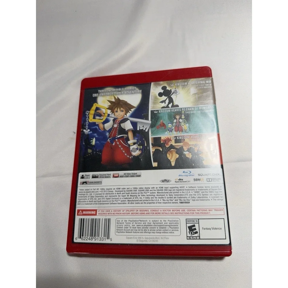 Kingdom Hearts HD 1.5 ReMIX (Sony PlayStation 3, 2013) CLEAN DISC COMPLETE